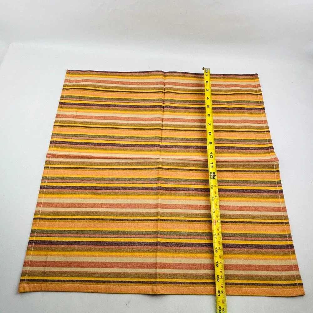 Crate & Barrel Provence Stripe Napkin Set of 6 Orange Yellow‎ Brown Fall Autumn